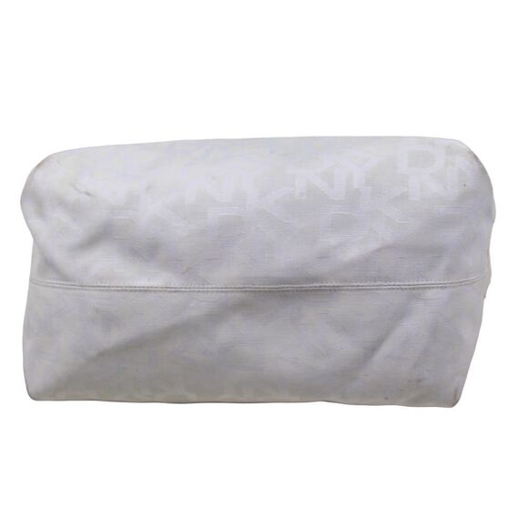 LARGE DKNY SIGNATURE WHITE JACQUARD LEATHER SHOULDER BAG CROSSBODY HOBO PURSE - Picture 7 of 14